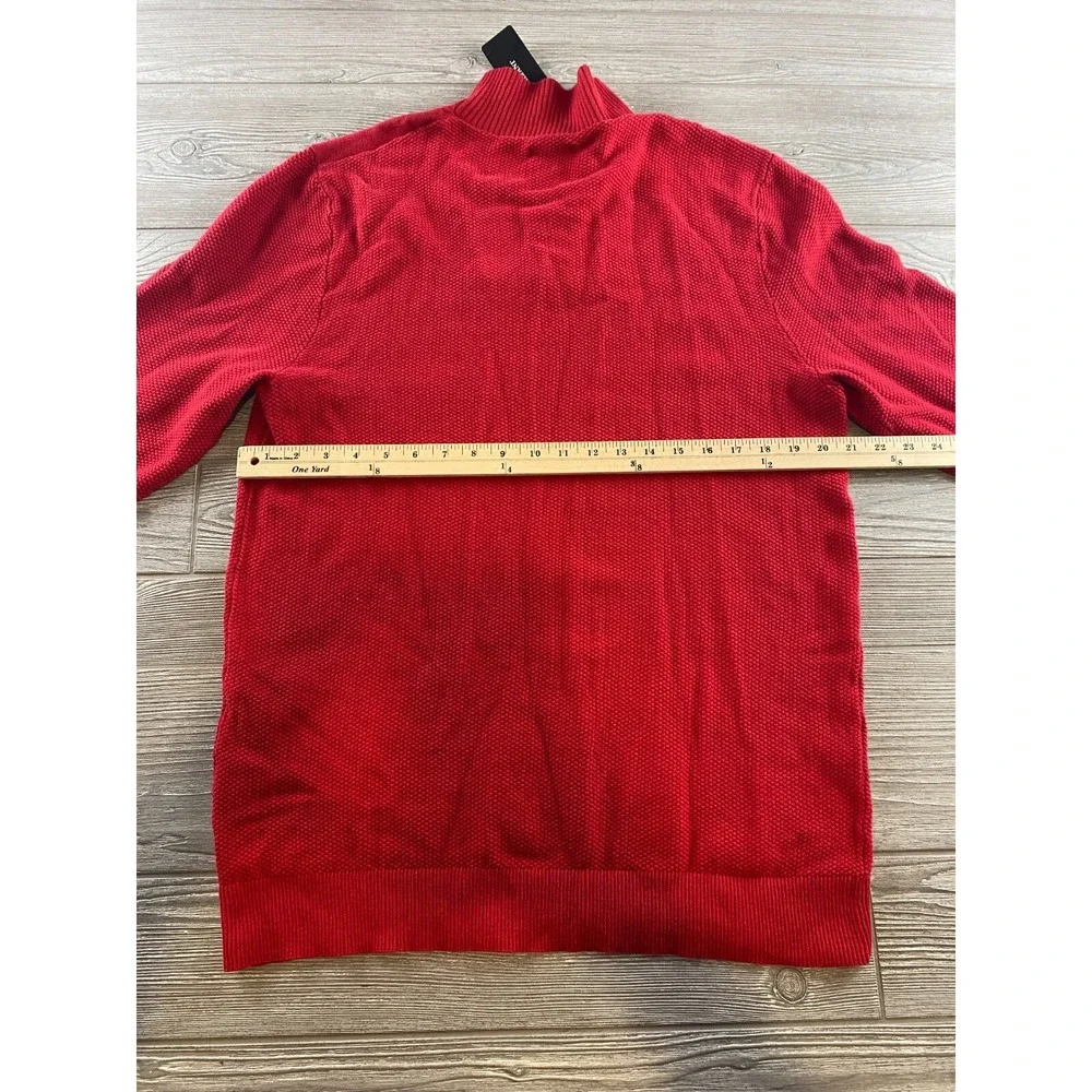 Alfani Red Cotton 1/4 Zip Mock Neck Pullover Sweater Mens X-Large MSRP $60 NWT .